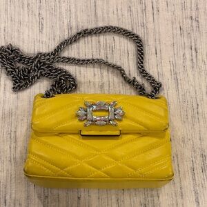 Kurt Geiger Yellow Quilted Mini Bag with Chain